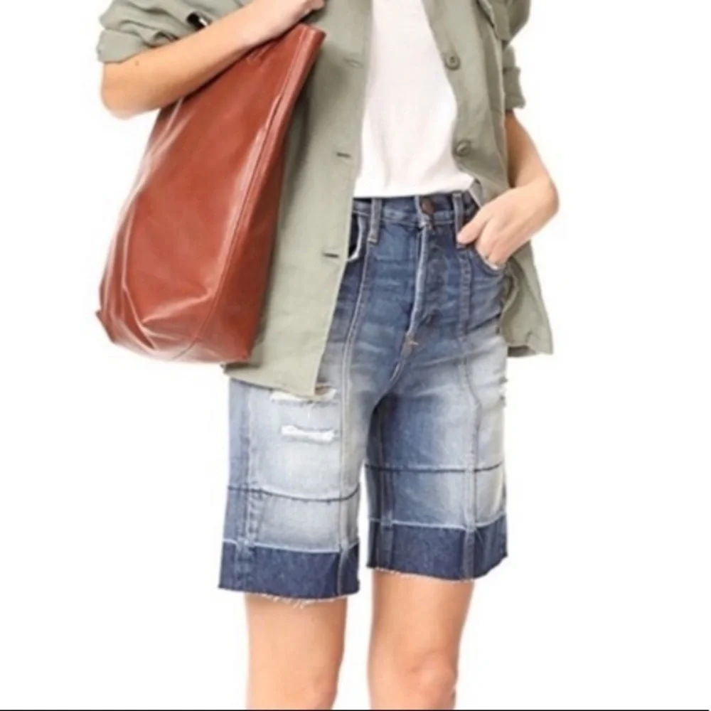 Current/Elliott The Seamed Short, distressed, button-fly, size 24, NWT